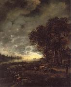 Aert van der Neer A Landscape with a River at Evening china oil painting reproduction